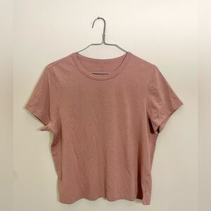 Lululemon Cotton Linen Blend Classic Short Sleeve T Shirt Tee Mauve Sz 6 Medium